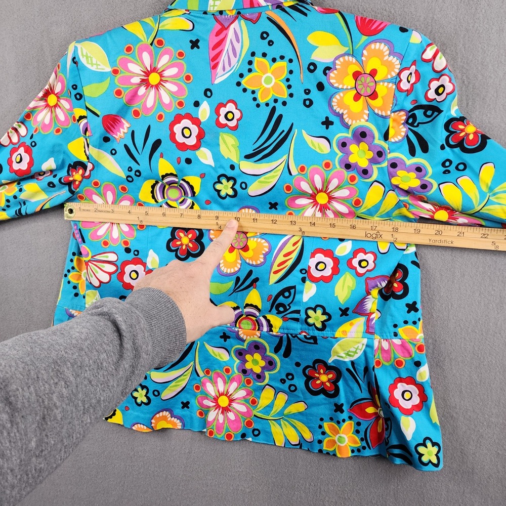 Bamboo Traders Womens Bright Floral Blazer Jacket Colorful Button Front Medium - Picture 10 of 14